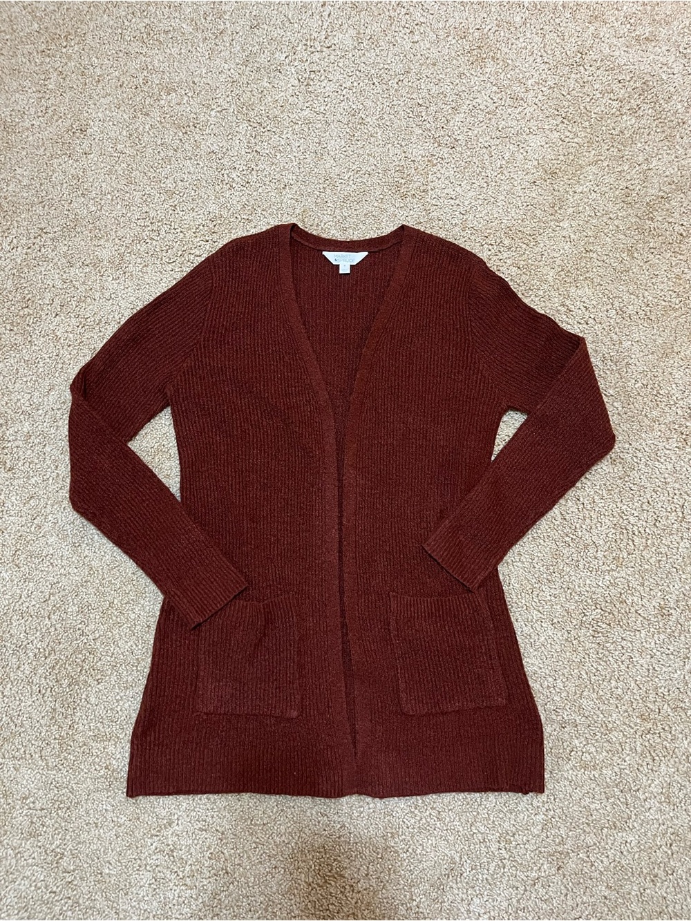 Market & Spruce Burgundy Vail Two Pocket Open Front Cardigan - Medium